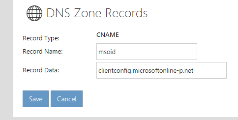 add cname records for office 365