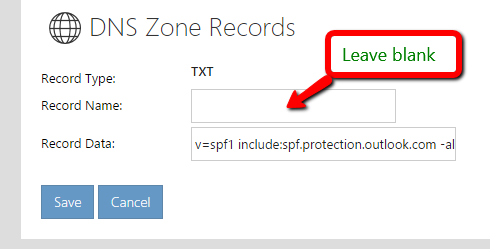 Create SPF records for use with office 365
